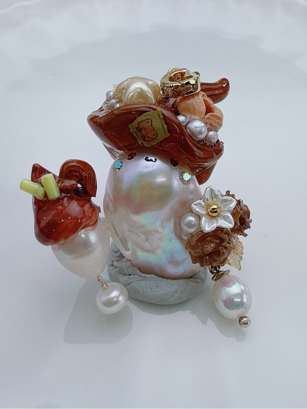 26HW6 Handmade Flame Ball Baroque Pearl Detachable Pendants Halloween Collection